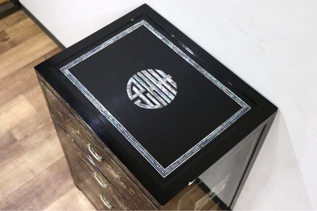 GMIK263○螺鈿細工 4段チェスト サイドチェスト 収納家具 引き出し収納