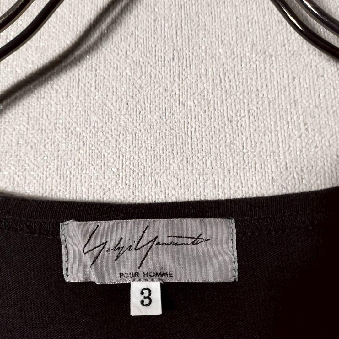 ヨウジヤマモトプールオム サスペンダー風カットソー ロンＴ コットン 綿 黒