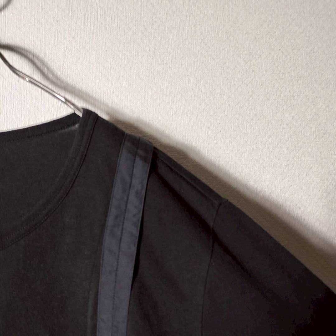 ヨウジヤマモトプールオム サスペンダー風カットソー ロンＴ コットン 綿 黒