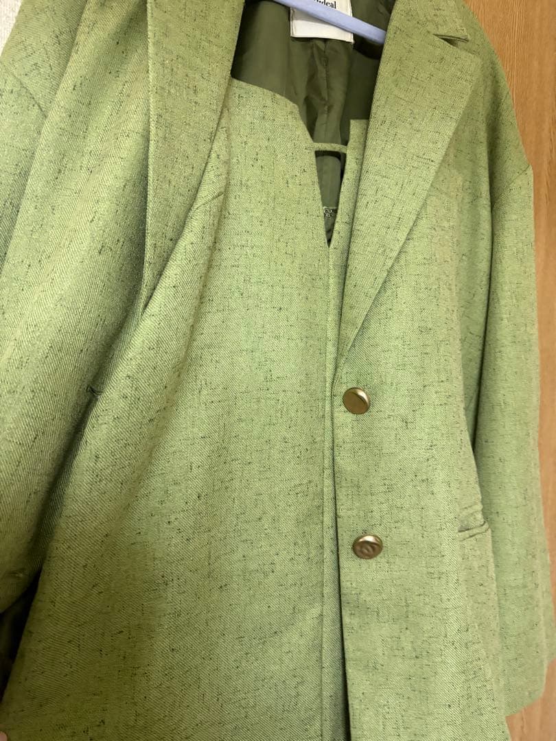 mideal スプリングツイードオーバージャケット セットアップ グリーン