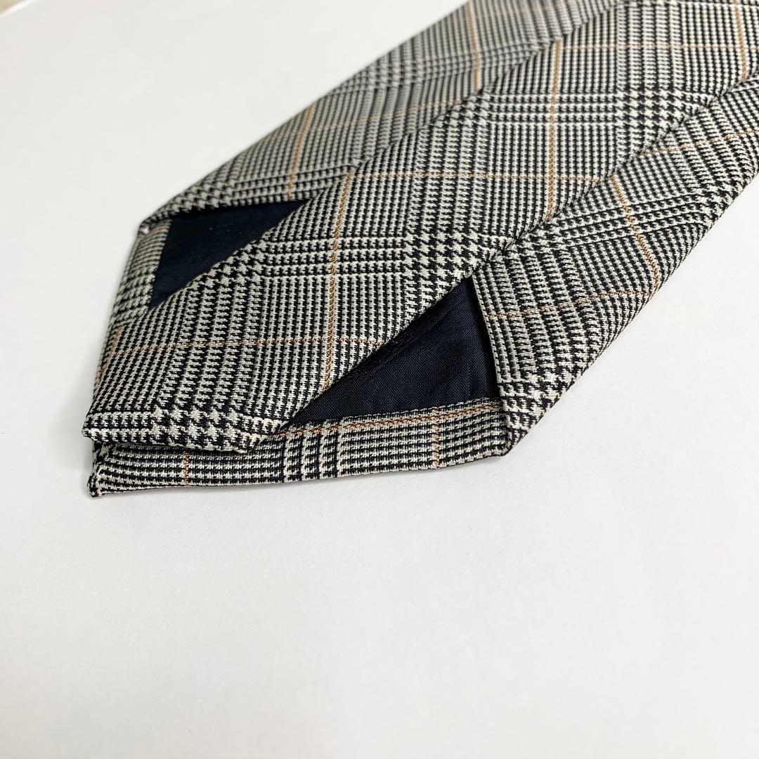 BURBERRY チェック ネクタイ 千鳥柄 ワイド ジャカード グレー シルク