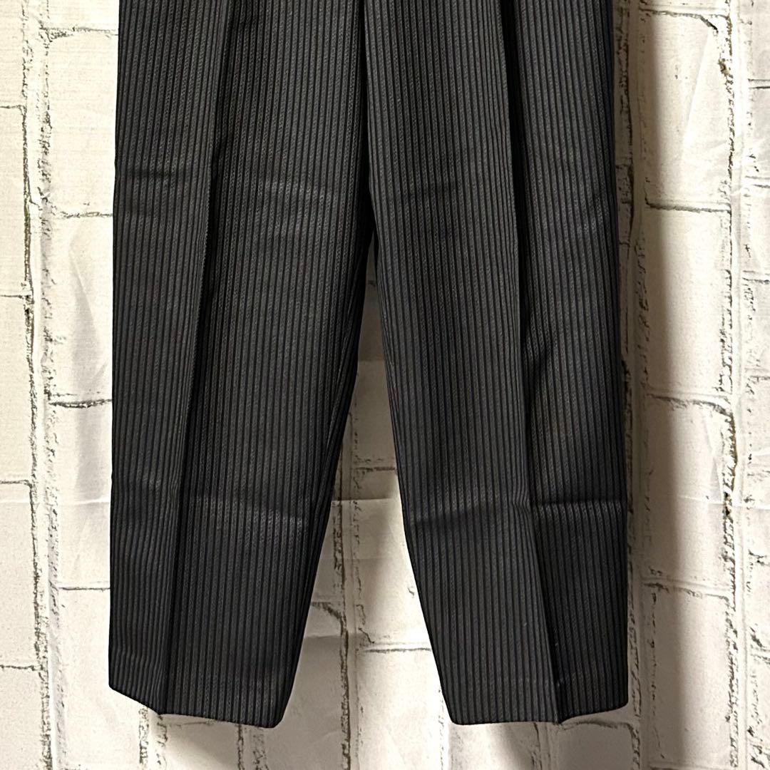 40s～ ヴィンテージ ストライプ ワイドスラックス チャコールグレー 黒