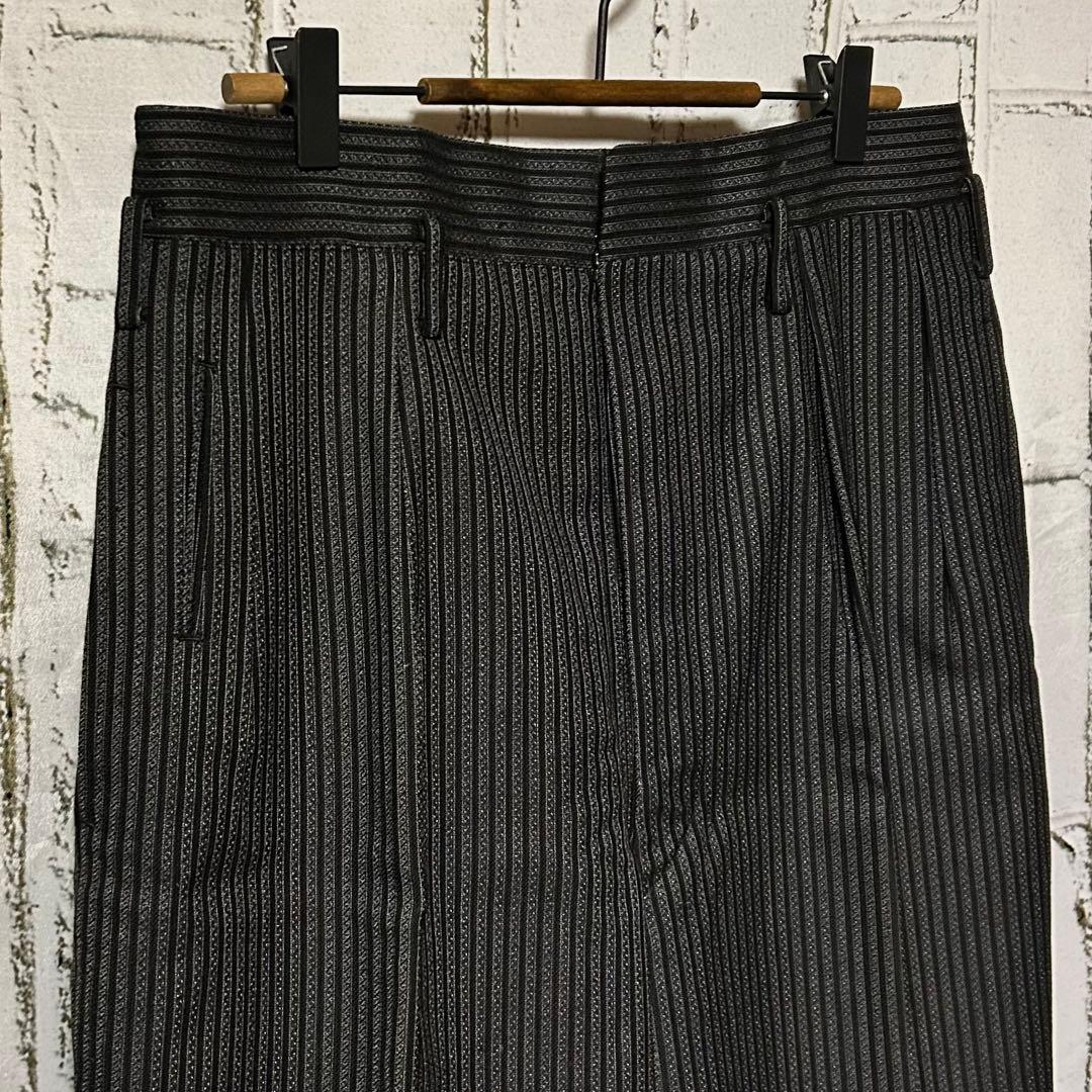 40s～ ヴィンテージ ストライプ ワイドスラックス チャコールグレー 黒