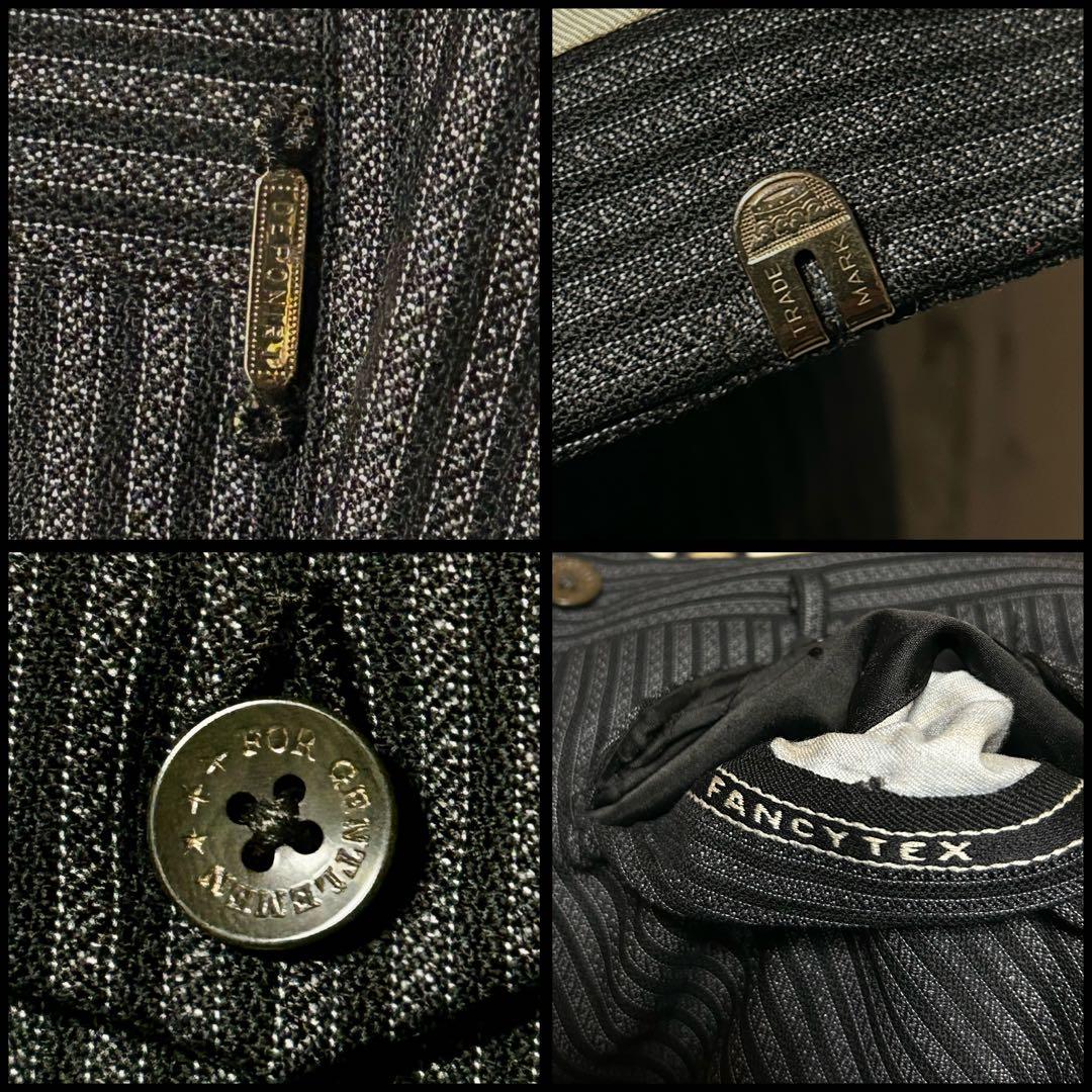 40s～ ヴィンテージ ストライプ ワイドスラックス チャコールグレー 黒