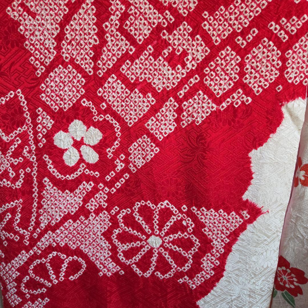 たぬ吉　　正絹　女の子お祝い着物　長襦袢付き　産着　七五三　絞り　逸品