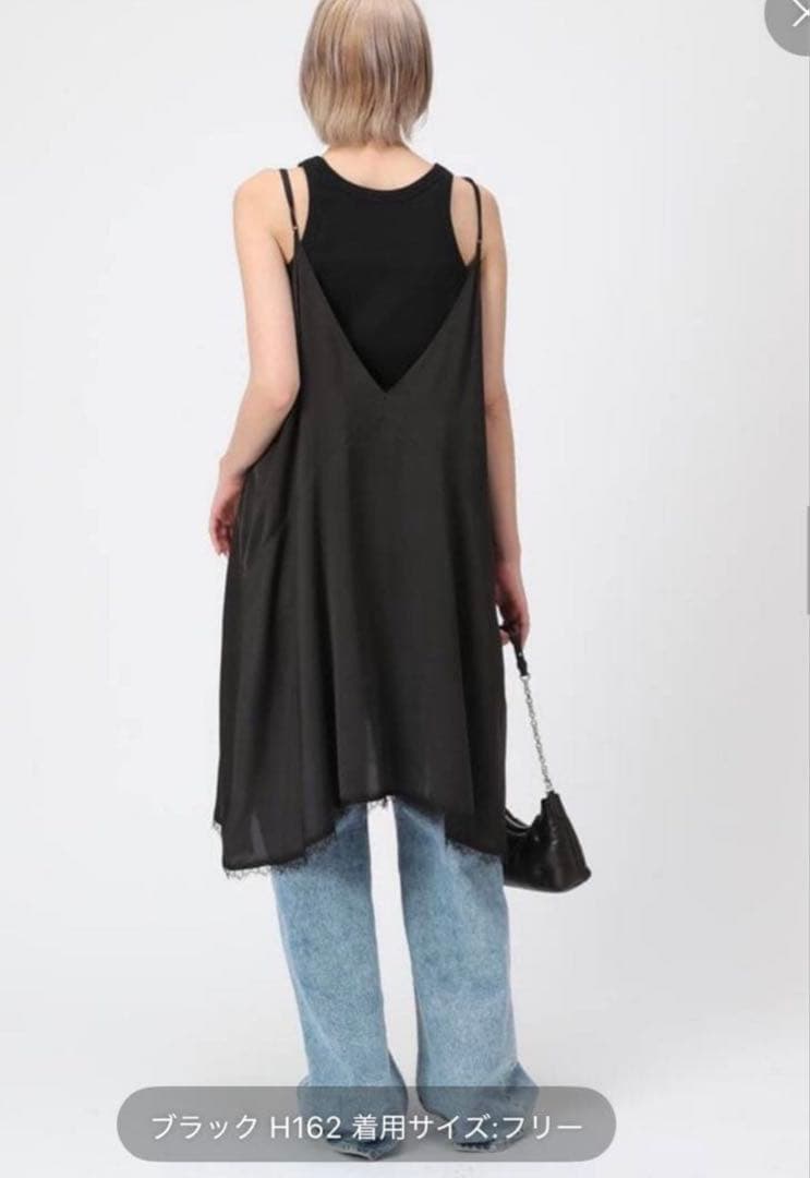 完売25SS AP STUDIO レースドッキングキャミワンピースブラック美品