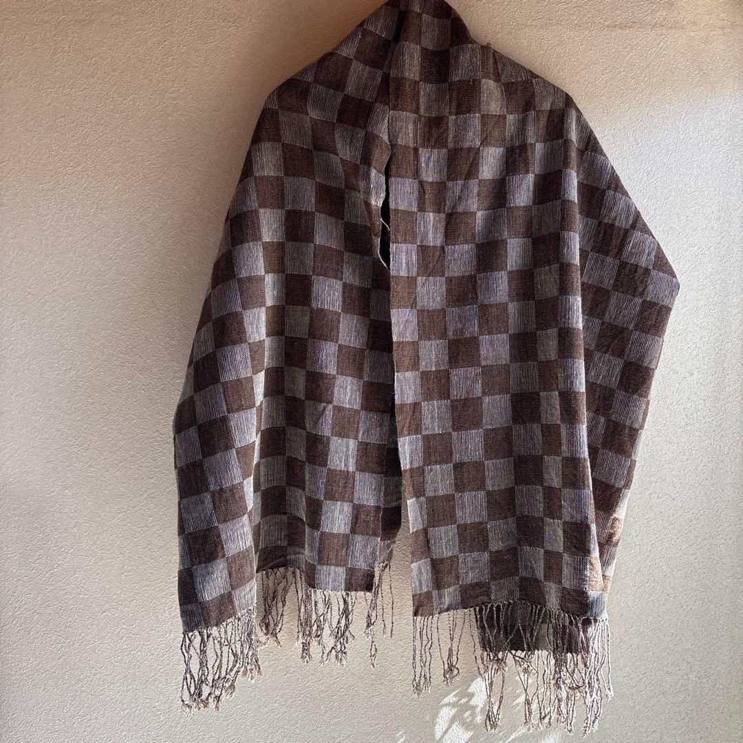 うさとの服  usaato ヘンプコットン 黒檀染め 大判ストール 新品同様