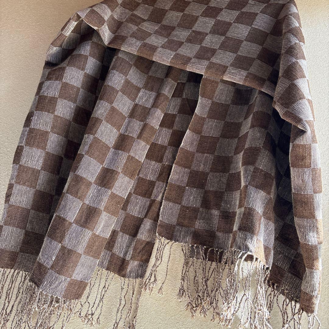 うさとの服  usaato ヘンプコットン 黒檀染め 大判ストール 新品同様