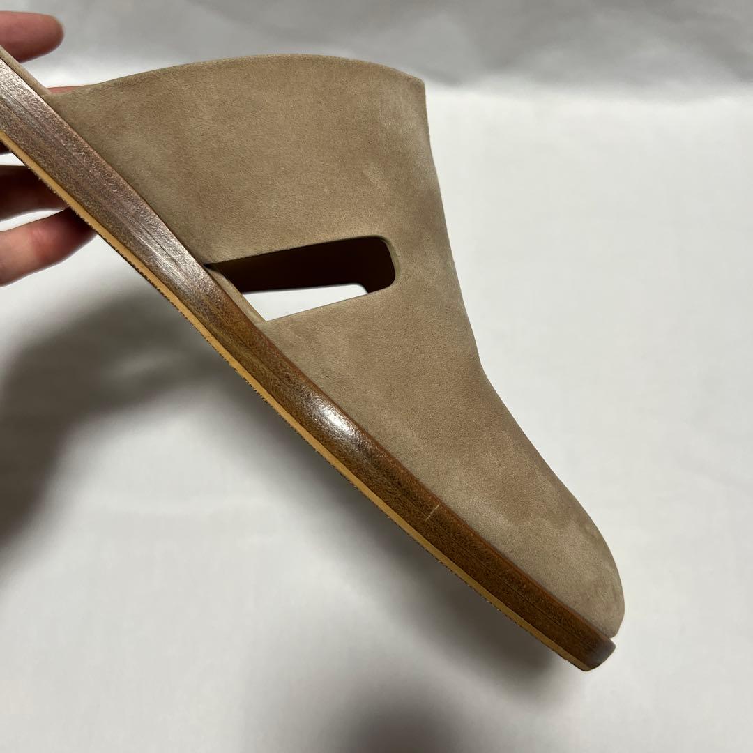 HERMES エルメス　スエード　レザー　サンダル　フラット　ベージュ