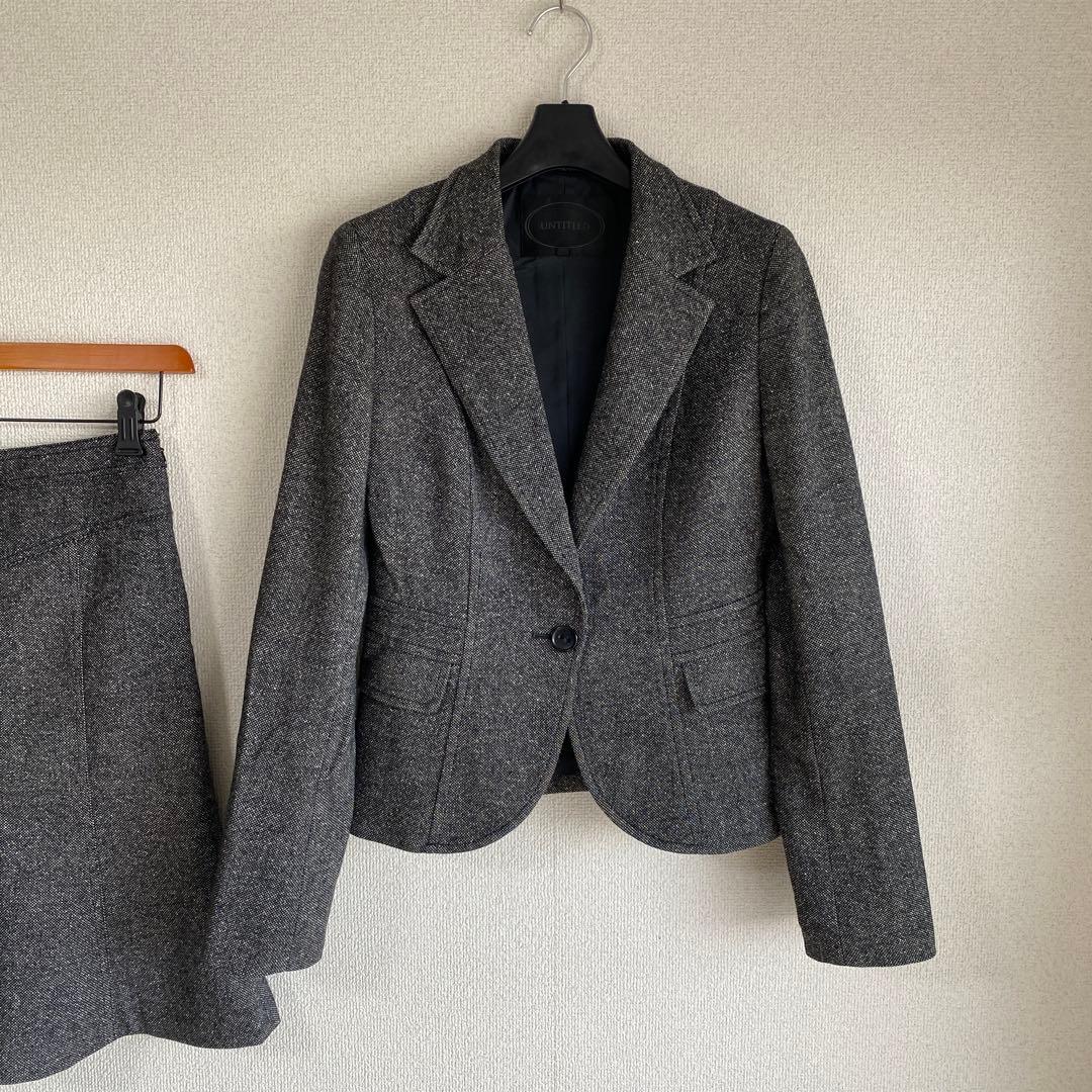 アンタイトル スカートスーツ 上2下1 W66 グレー系 ウール 秋冬 DMW