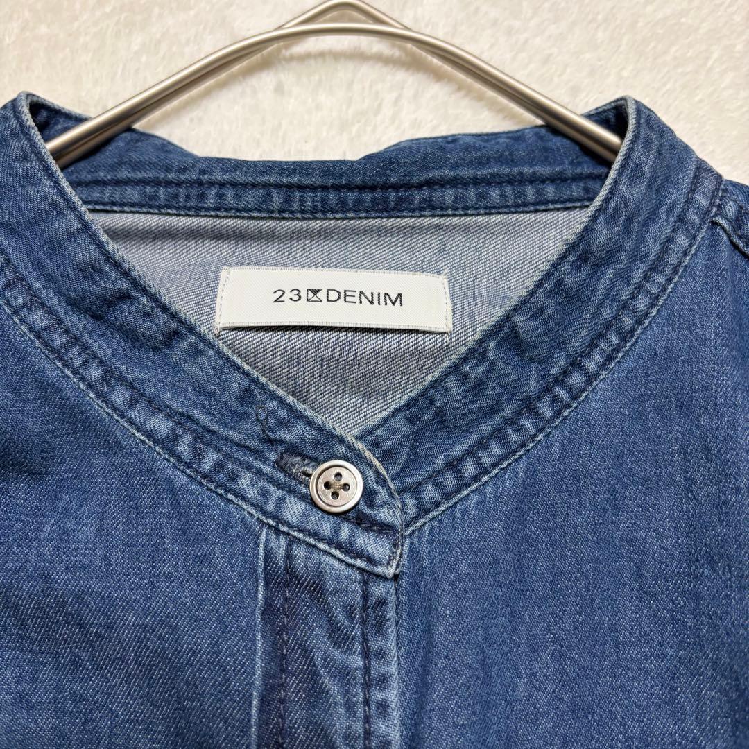 23区DENIM ライトダンガリー シャツワンピース デニム 大きいサイズ 48