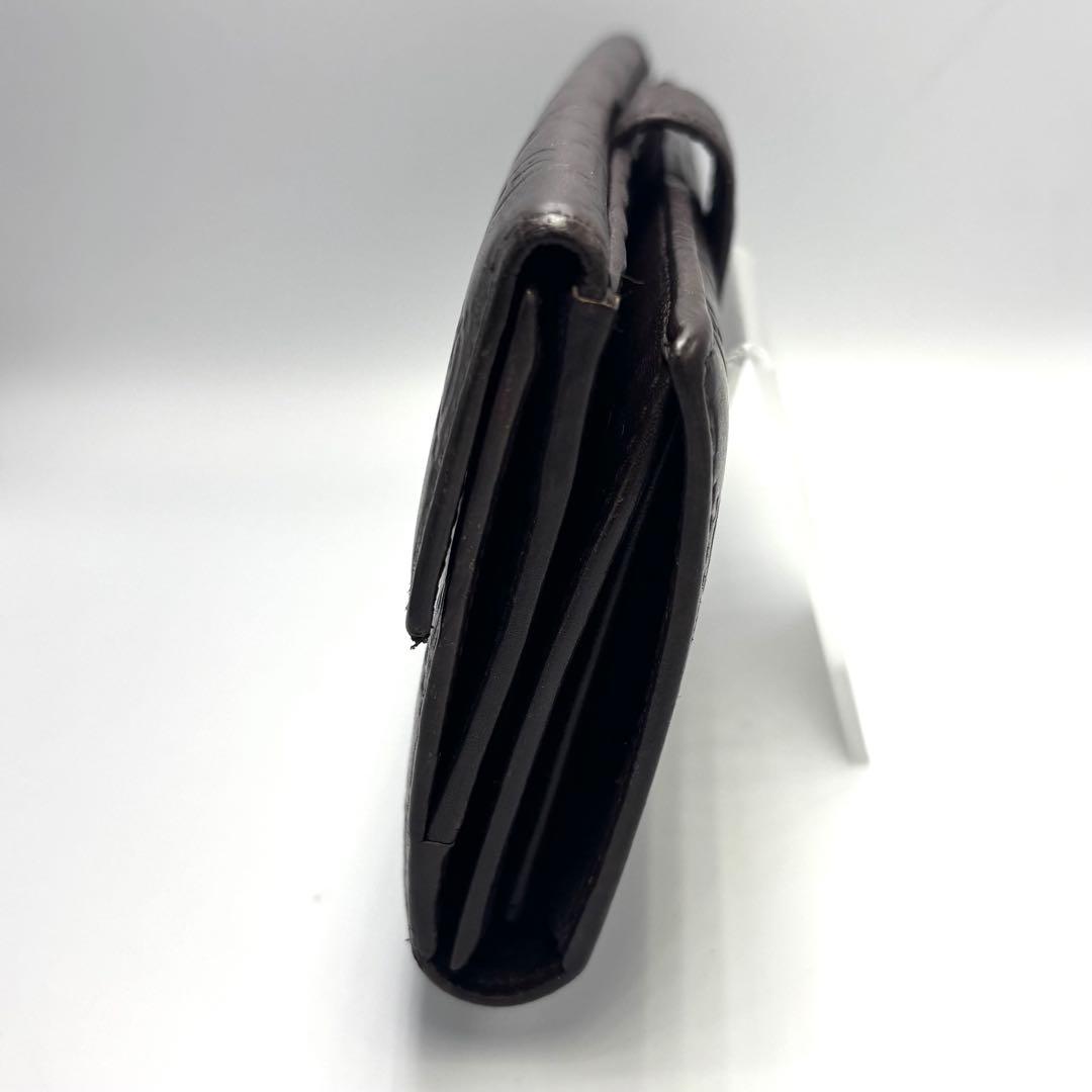 グッチ GG 長財布 シマ ブラウン シルバープレート レザー 本革　箱付き