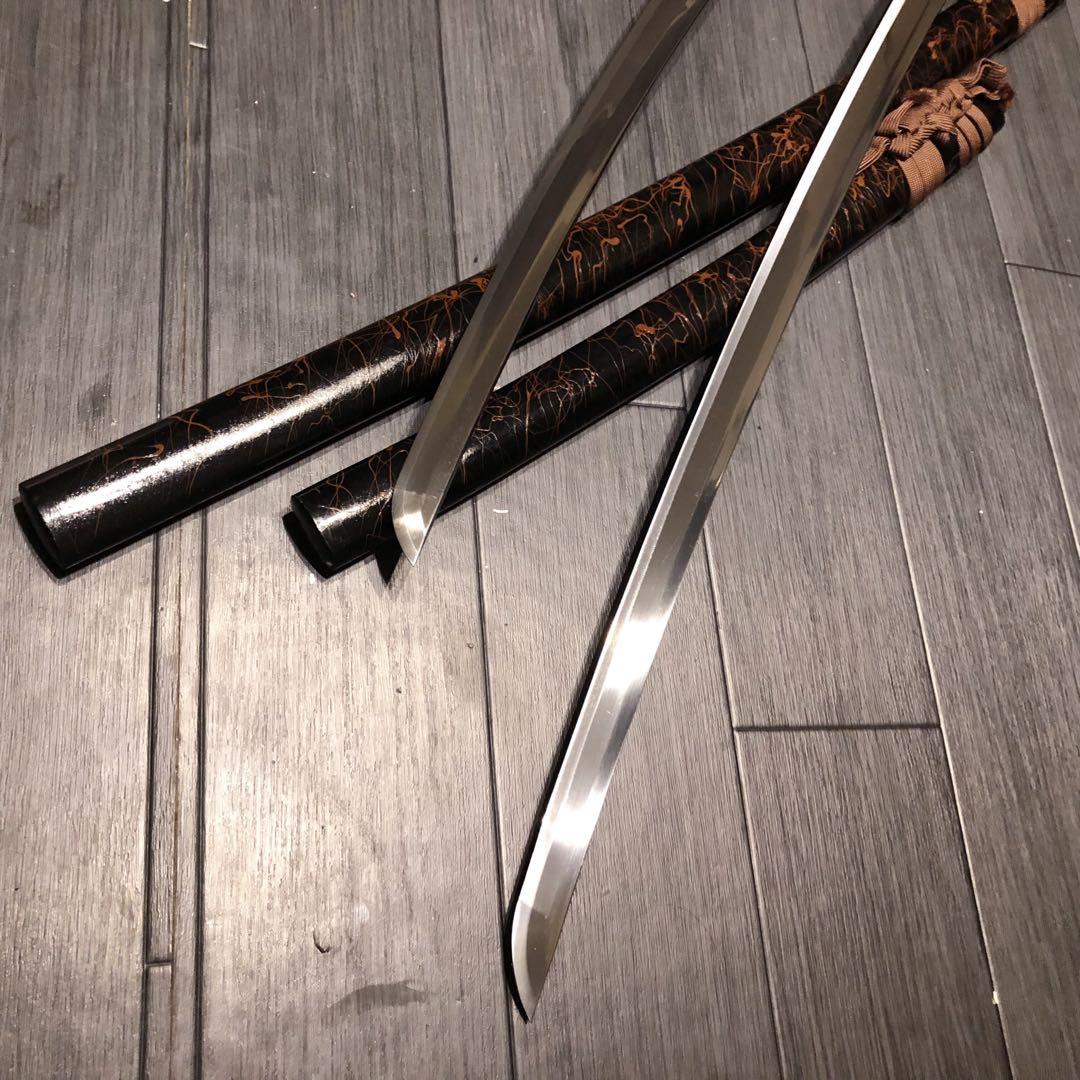 高級模造刀　高級居合刀　太刀　大小セット　本研波刃　亜鉛合金