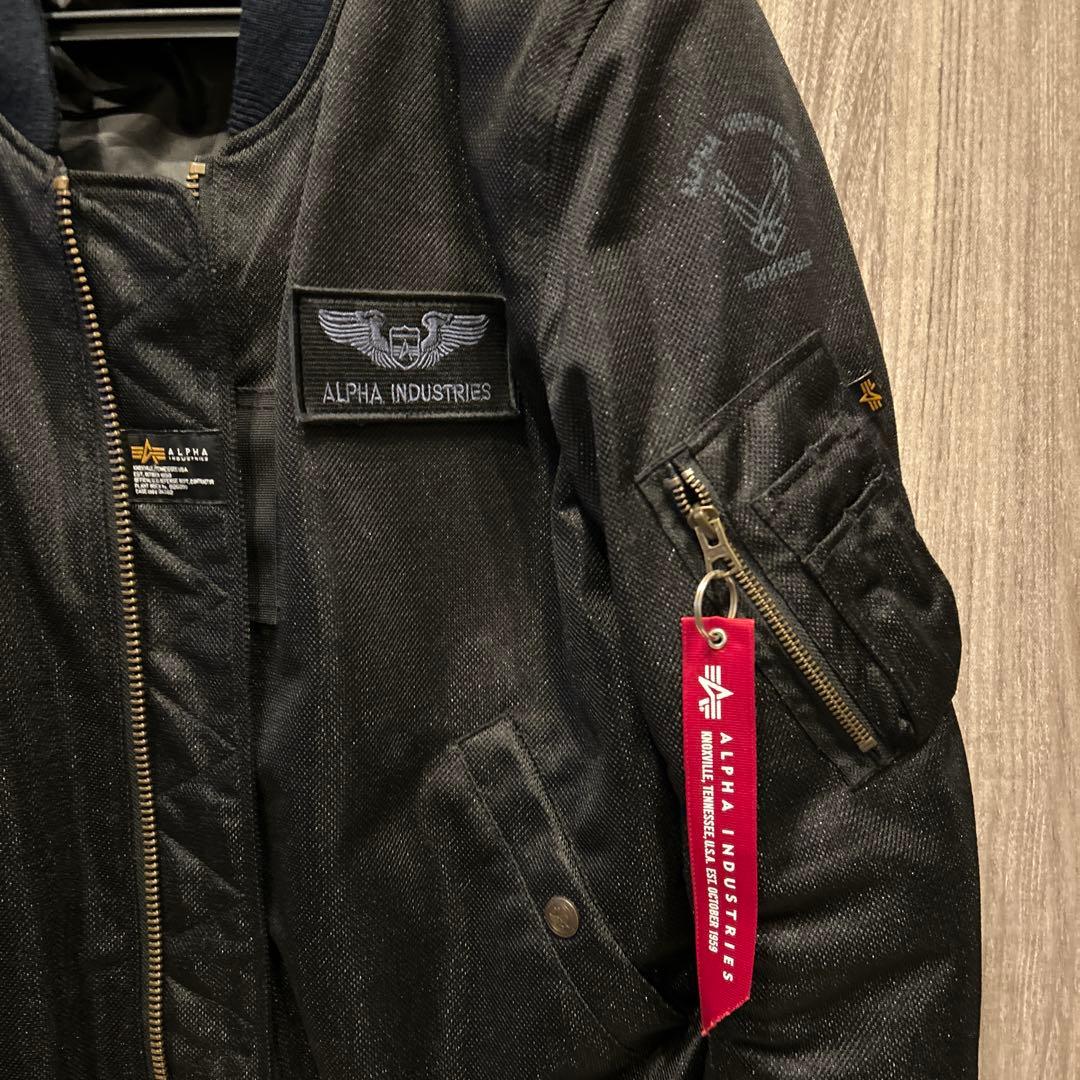 【美品】ALPHA INDUSTRIES MA-1 刺繍ロゴ 超希少 古着 L