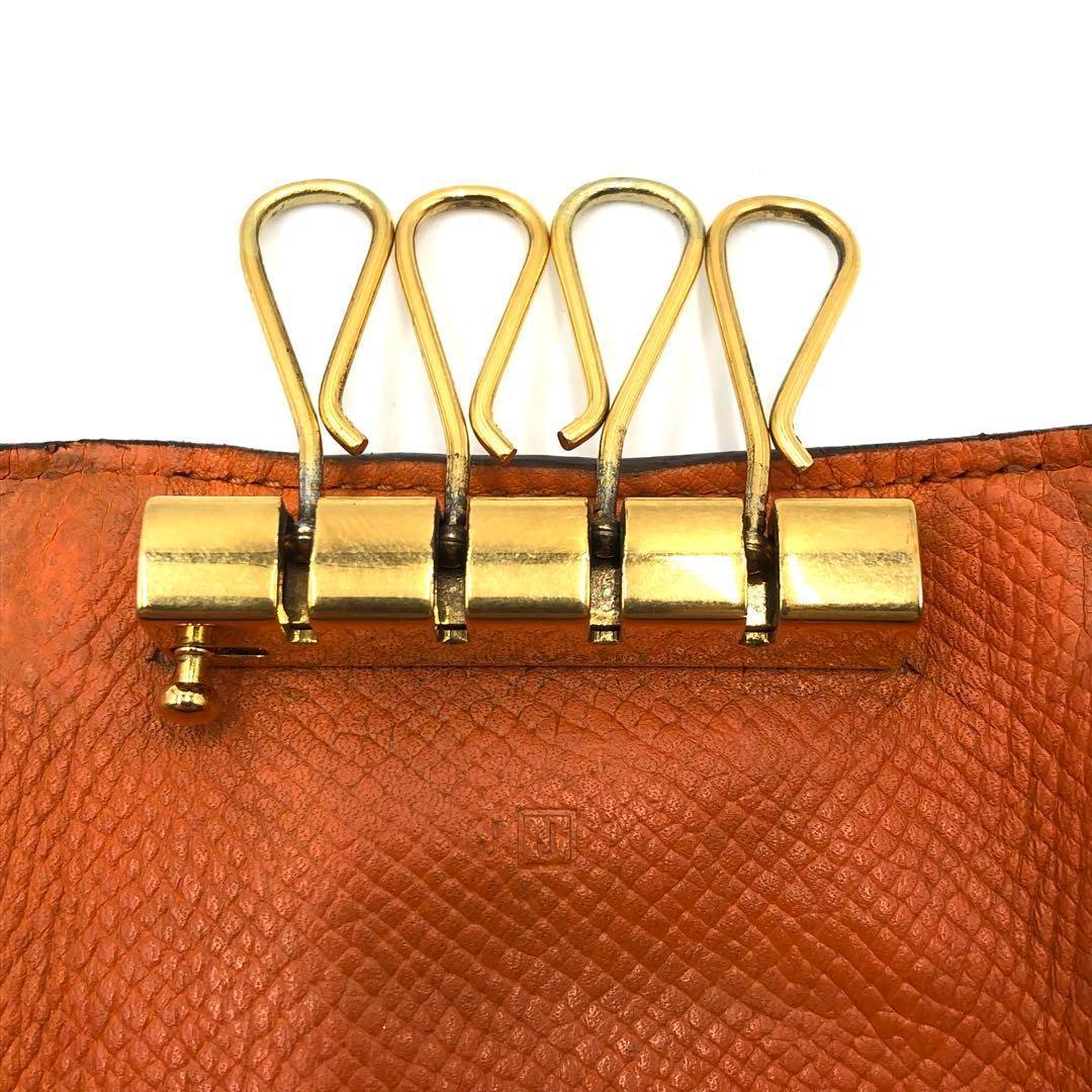 美品 エルメス ベアン 4連 キーケース ◻︎J刻印 G金具 レザー オレンジ