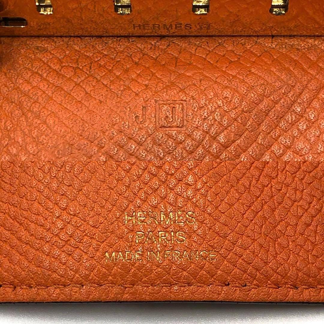 美品 エルメス ベアン 4連 キーケース ◻︎J刻印 G金具 レザー オレンジ