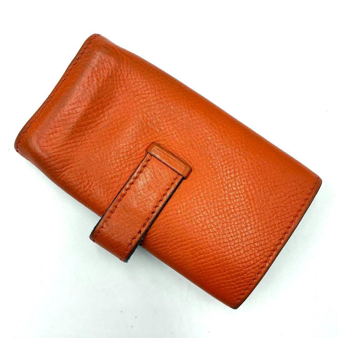 美品 エルメス ベアン 4連 キーケース ◻︎J刻印 G金具 レザー オレンジ