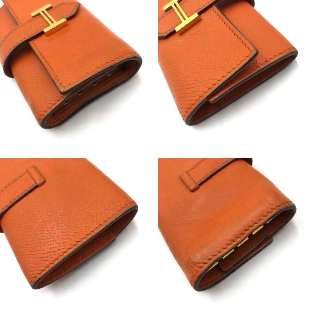 美品 エルメス ベアン 4連 キーケース ◻︎J刻印 G金具 レザー オレンジ