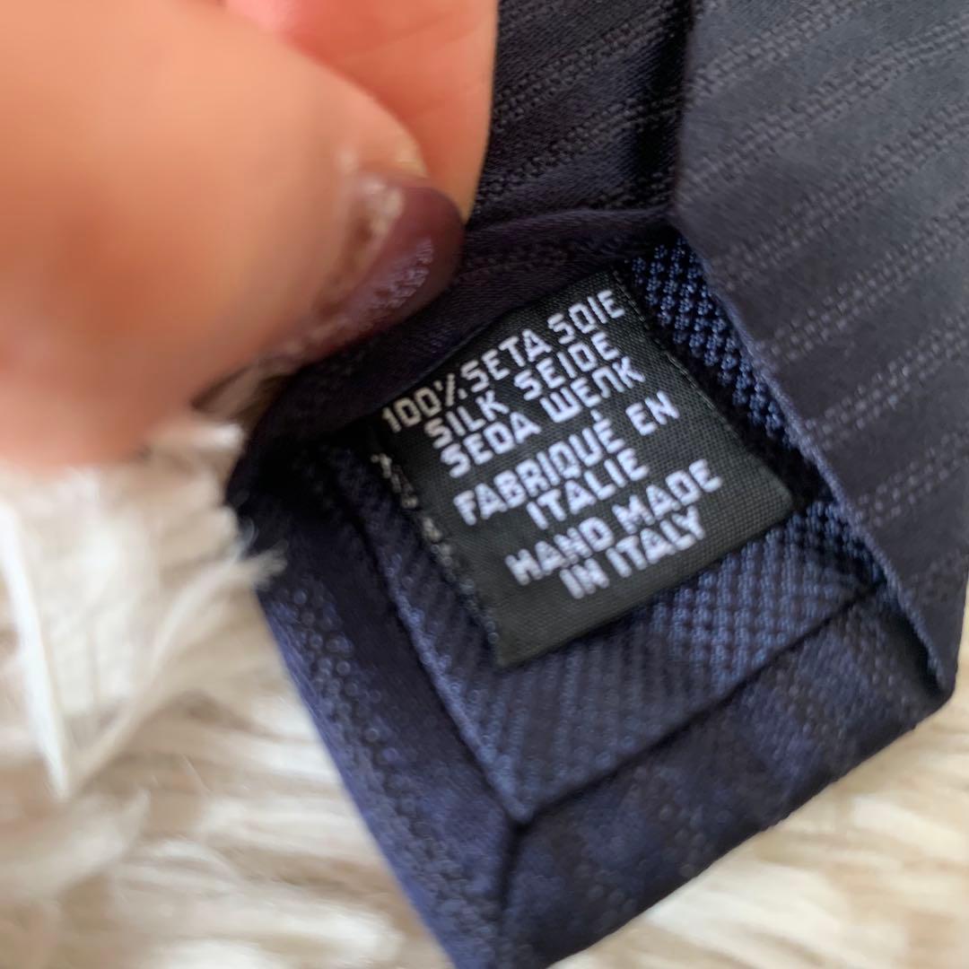 極美品✨CHANEL シャネル 現行品ココマーク ストライプ ネクタイ ネイビー