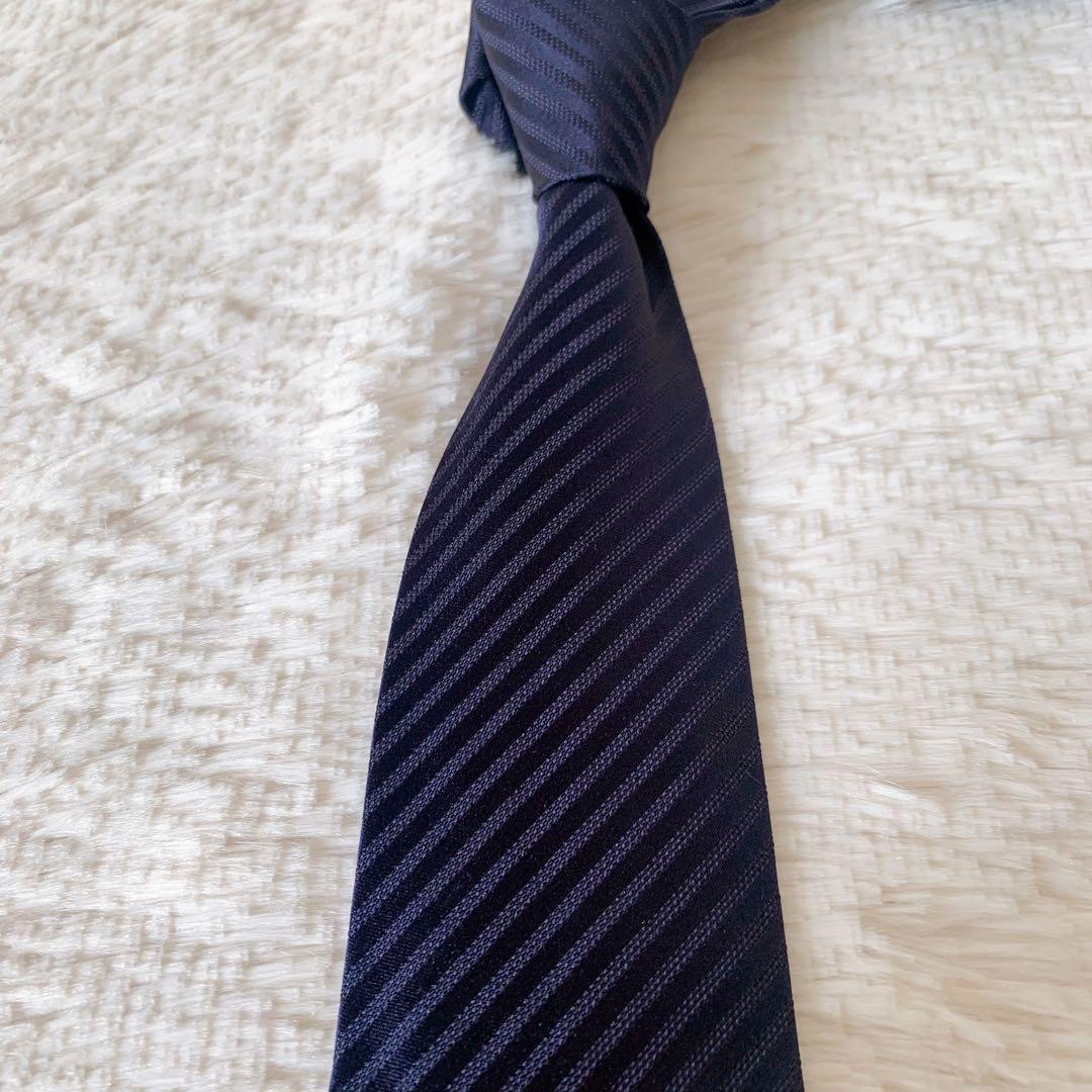 極美品✨CHANEL シャネル 現行品ココマーク ストライプ ネクタイ ネイビー