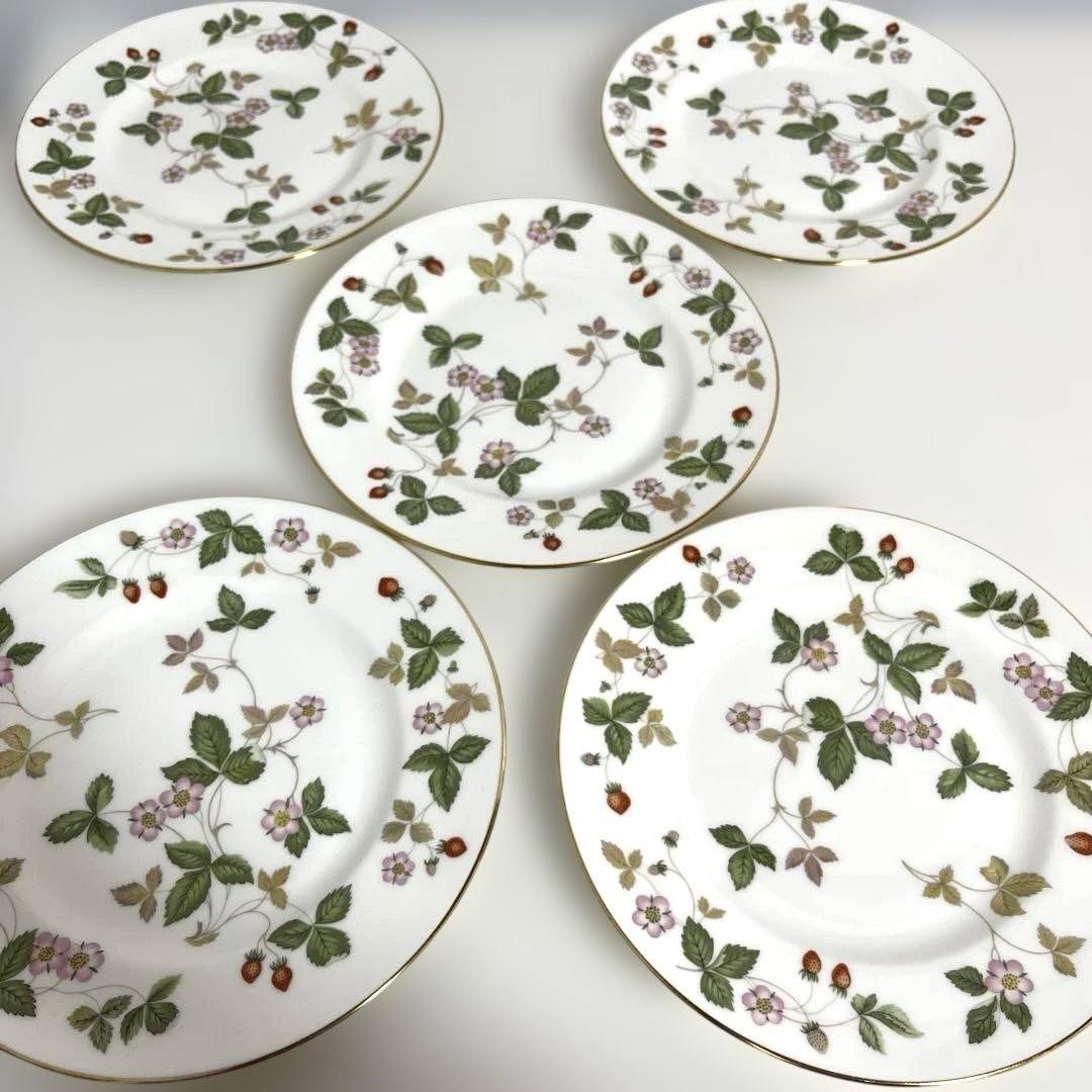 【FT】ウェッジウッド　ワイルドストロベリー　デザートプレート黒壺17.5×5枚