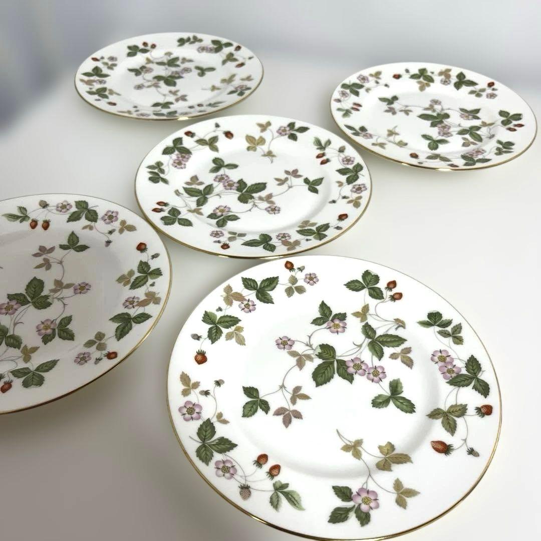 【FT】ウェッジウッド　ワイルドストロベリー　デザートプレート黒壺17.5×5枚