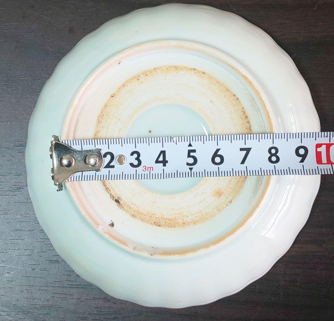 古伊万里 菊花紋 影青のような青白磁 水色なます皿3セット