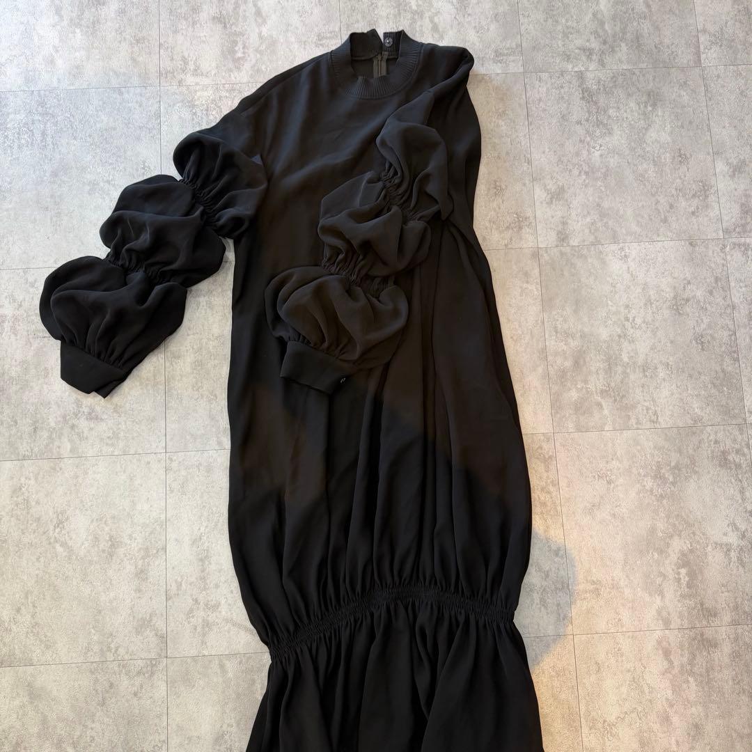 ENFOLD ダブルサテン Tail Hem DRS 長袖ワンピース