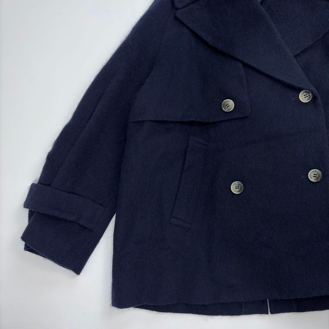 ココディール アルパカ混ウール ピーコート ダブルブレスト オーバーサイズ 紺