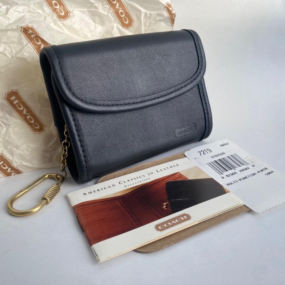 ②【オールドコーチ COACH ケース　ネイビー】小銭入れ　財布　名刺入れ