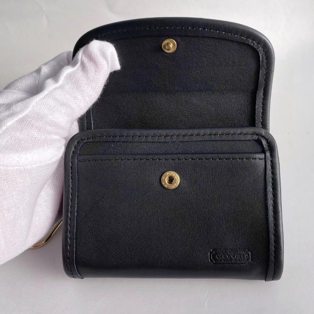 ②【オールドコーチ COACH ケース　ネイビー】小銭入れ　財布　名刺入れ