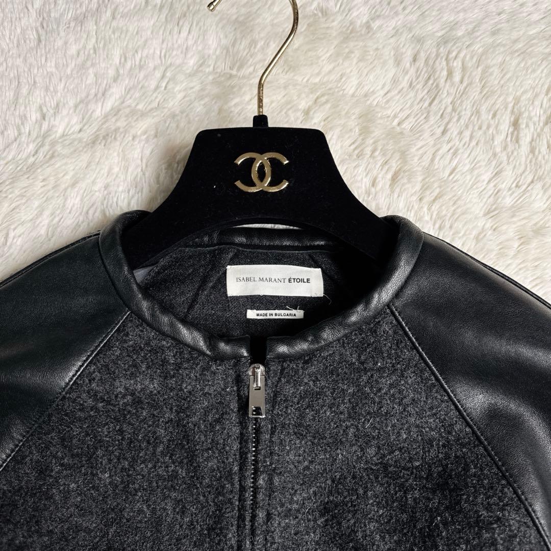 【美品】イザベルマランエトワール ラムレザー切り替え スタジャン 36 黒