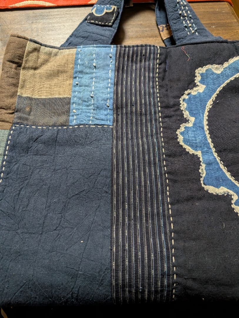 古布家紋刺し子トートバッグ