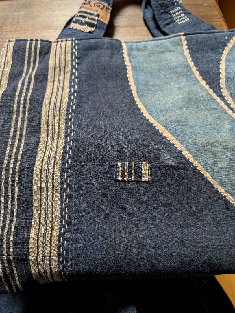 古布家紋刺し子トートバッグ