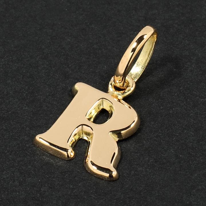 新品 未使用 K18YG イニシャル アルファベット ペンダント トップ R