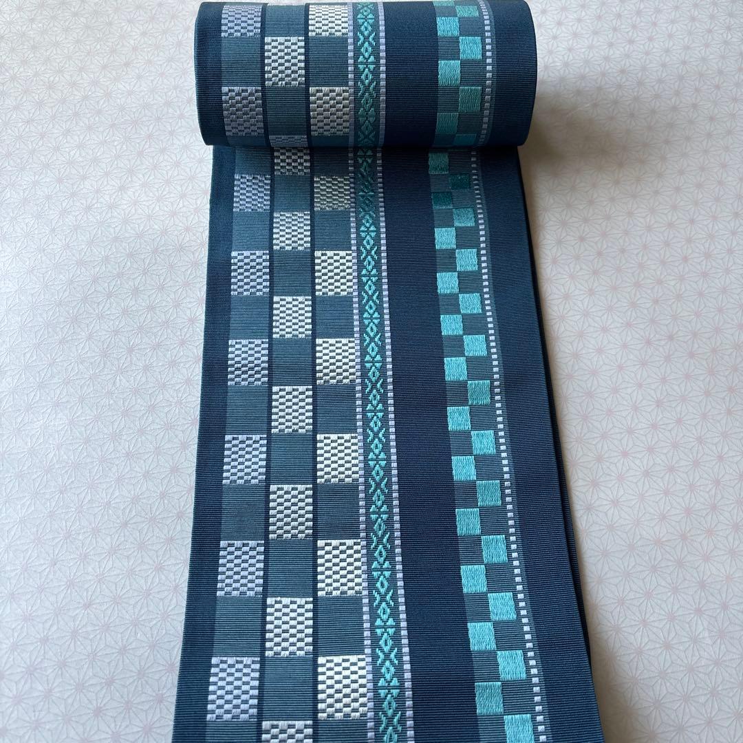 OB79本場筑前博多織小袋帯　半幅帯　椿 本袋　正絹　新品