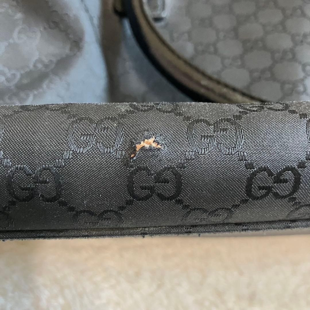 GUCCI グッチ GG柄 大容量 ボストンバッグ ブラック ナイロン レザー