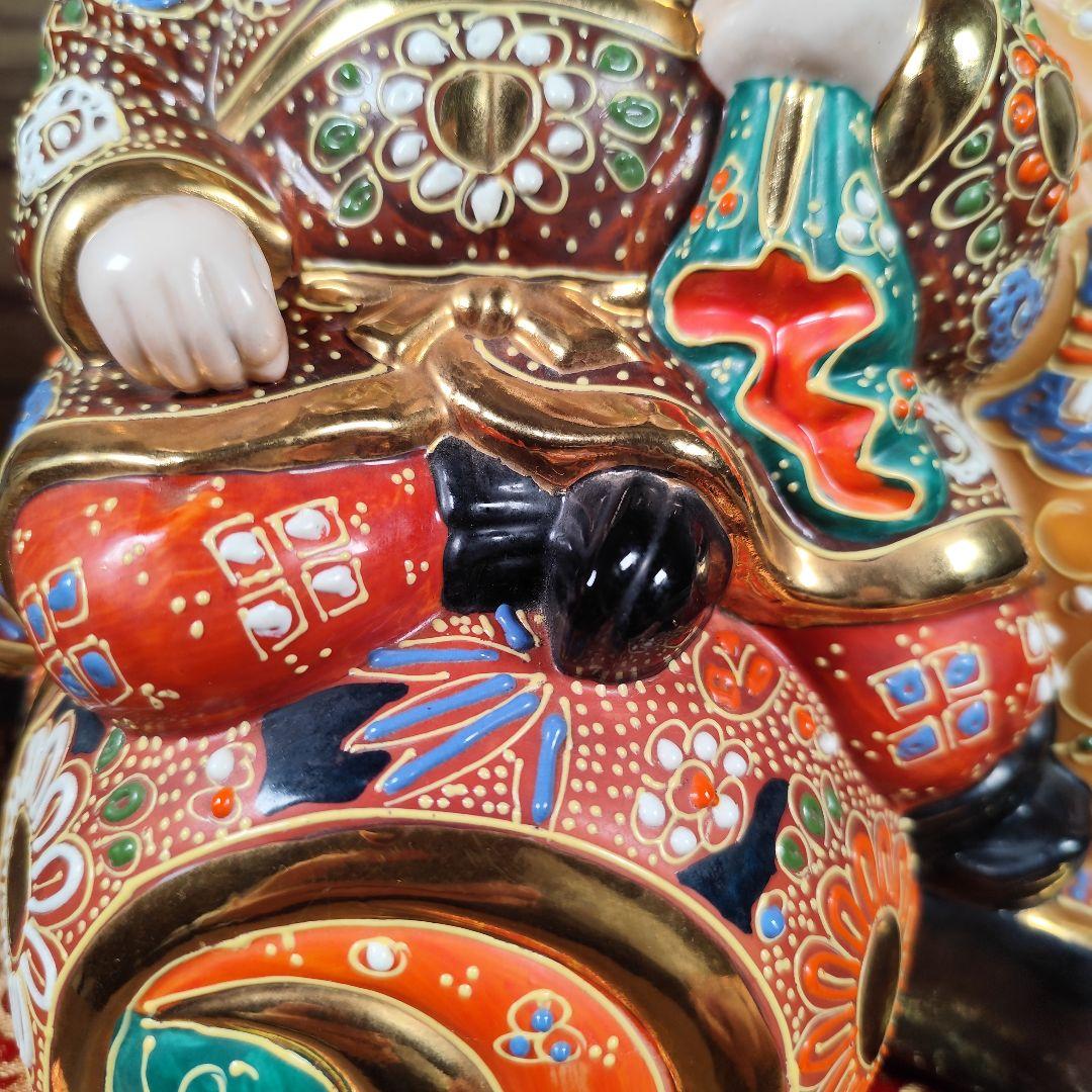 九谷焼 打ち出の小槌乗り 大黒様・盛（高さ27cm）