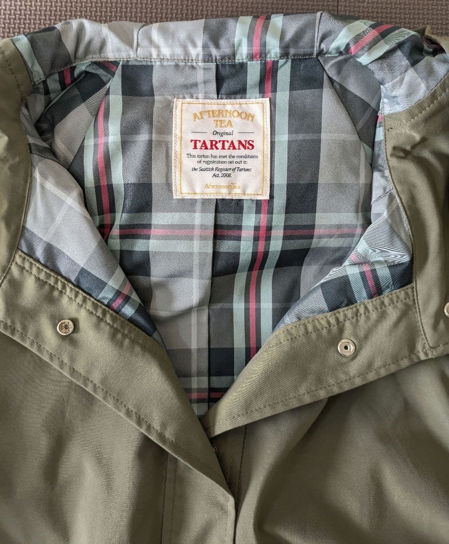 AfternoonTea アフタヌーンティー タータンチェック コート カーキ