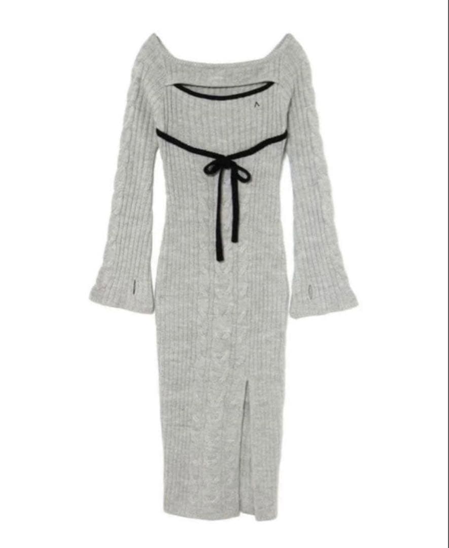 アンドマリーandmary Joan ribbon knit dress GRY