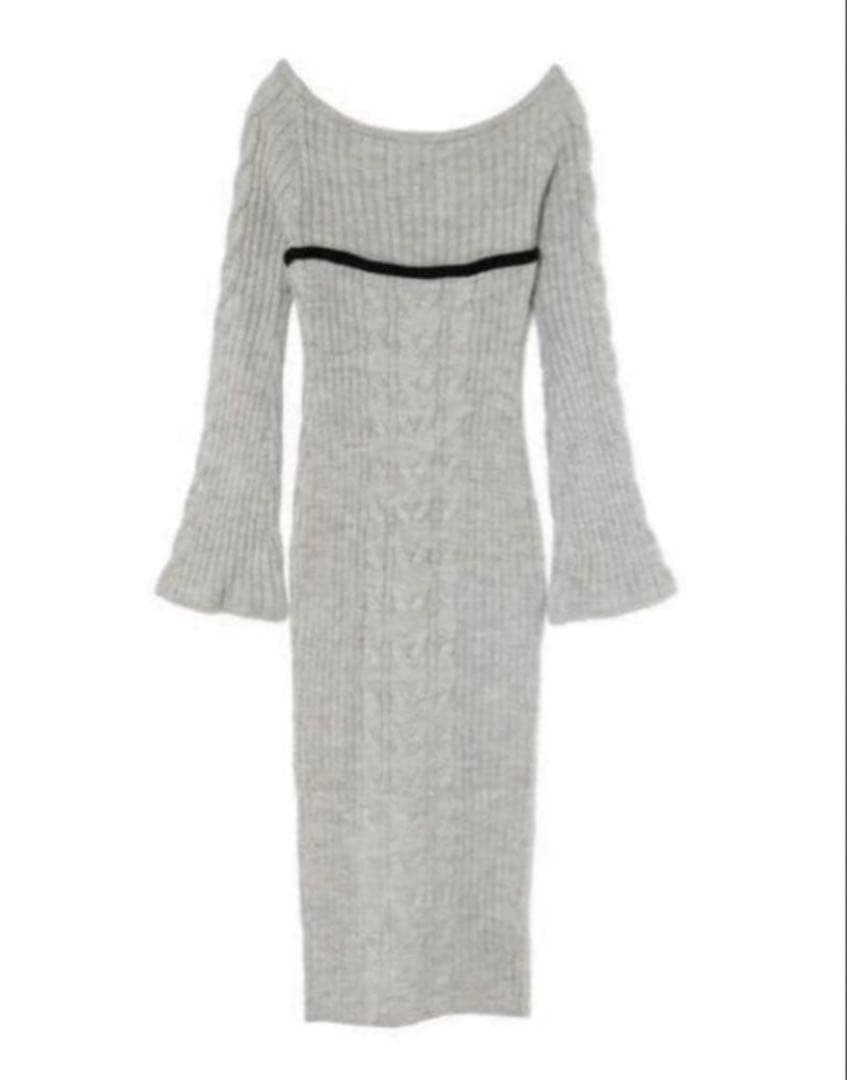 アンドマリーandmary Joan ribbon knit dress GRY