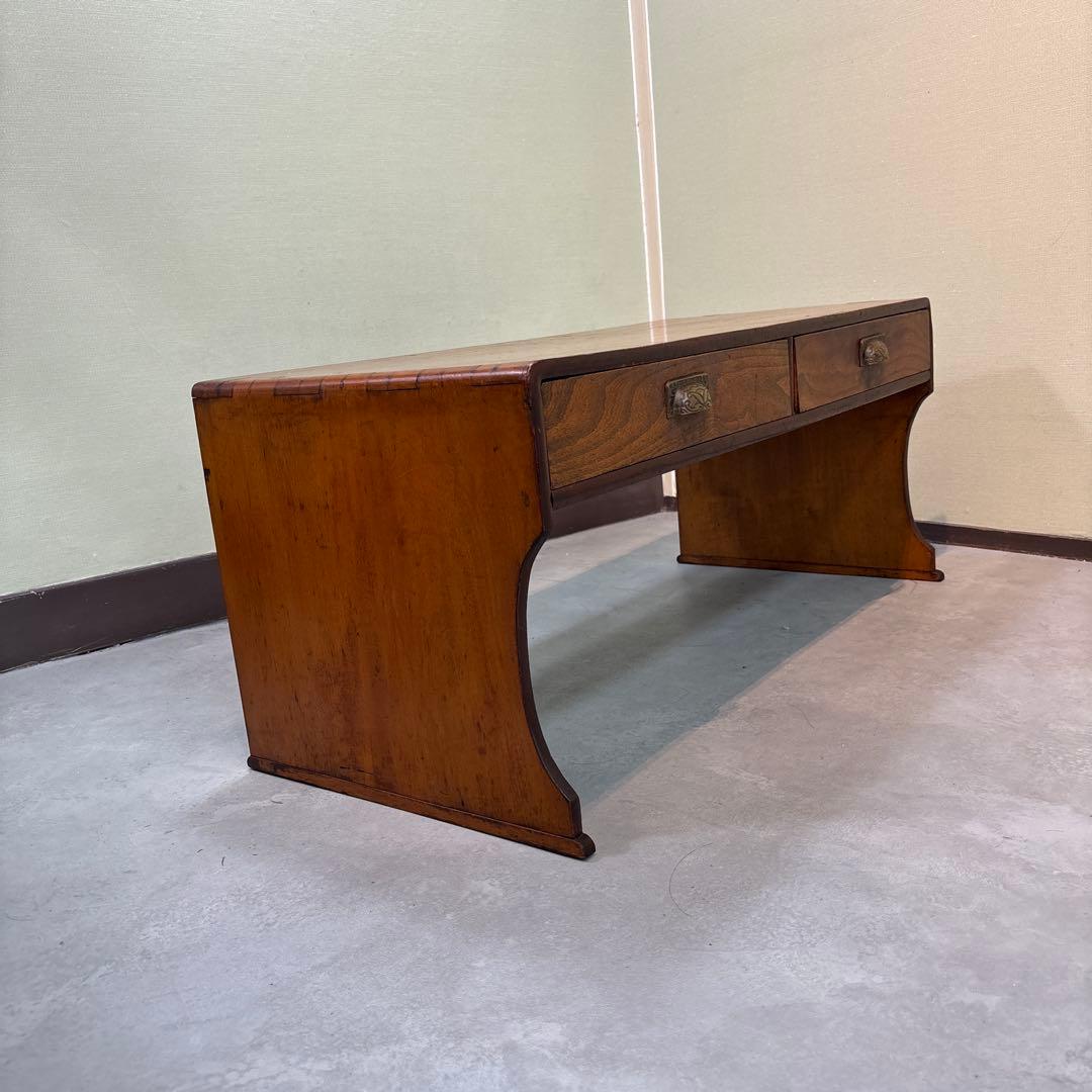 【和モダン】文机　机　テーブル　引き出し二杯　アンティーク　古道具　古家具