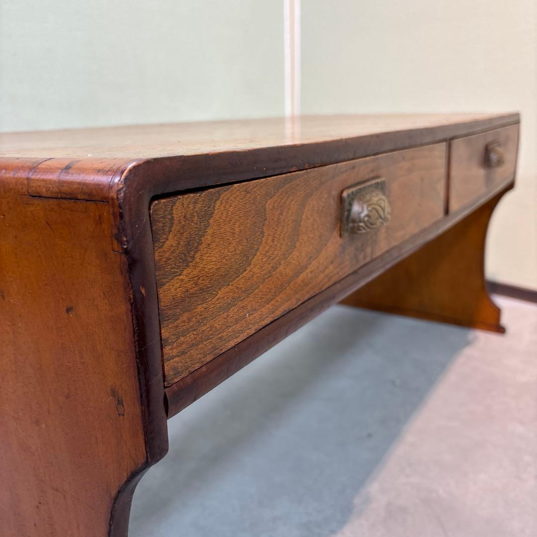 【和モダン】文机　机　テーブル　引き出し二杯　アンティーク　古道具　古家具