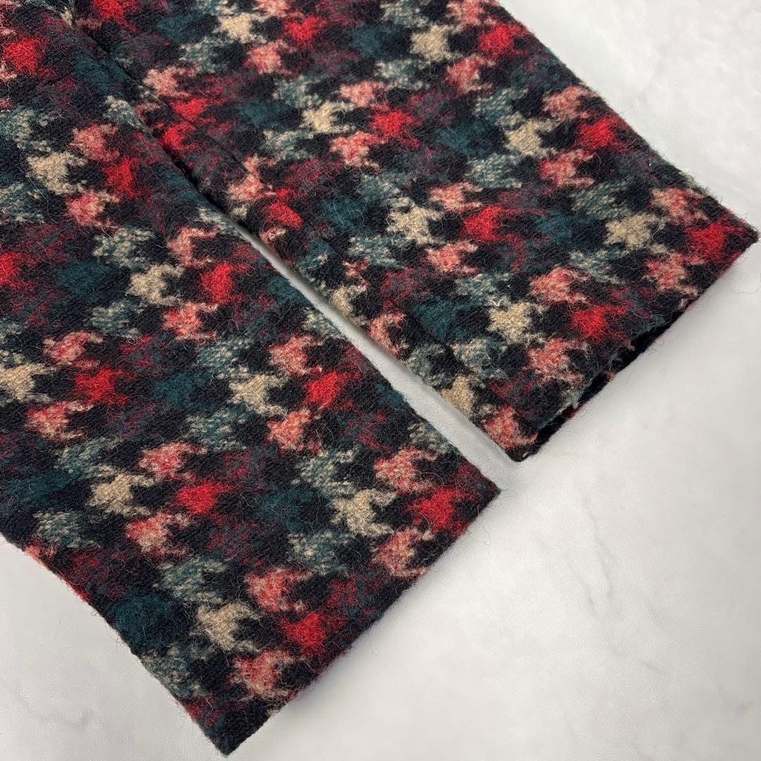 現行 美品✨銀座マギー ツイードロングワンピース フレア ハウンドトゥース柄 L