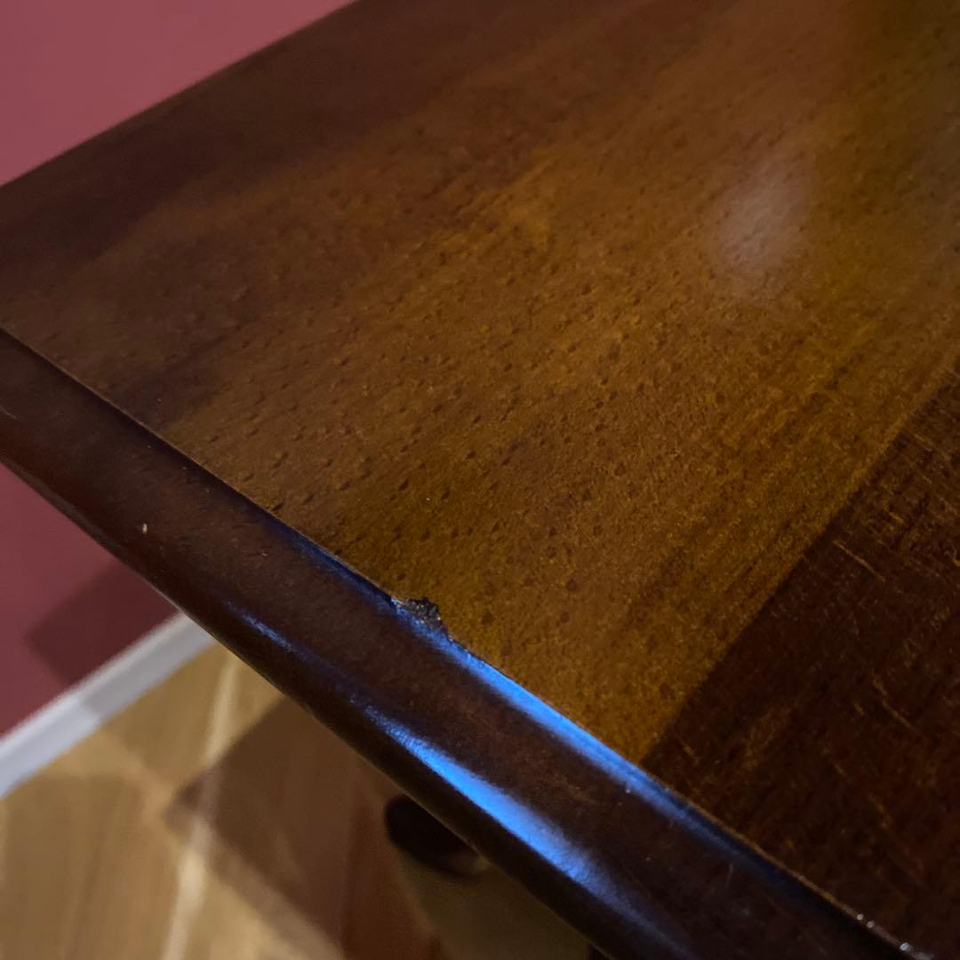 オールドカリモク　コロニアル　ラタン収納付き木製サイドテーブル　ヴィンテージ