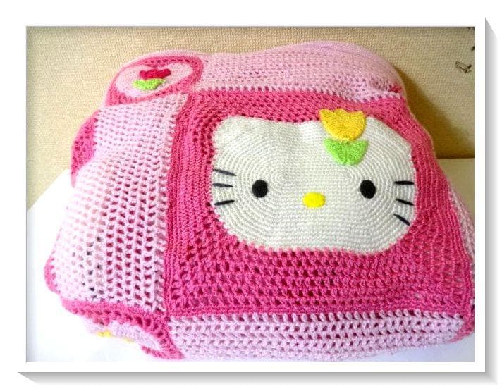 【希少】激レア1999年　チューリップキティ　カギ編みソファーカバー　当時物