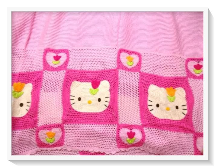 【希少】激レア1999年　チューリップキティ　カギ編みソファーカバー　当時物