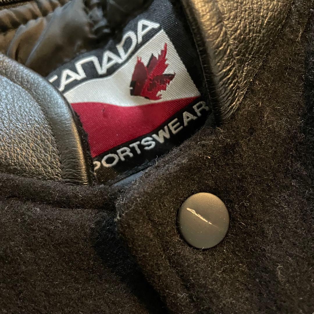 ブロック大学フットボールチームアワードジャケット　リアルレザー　ウール　L