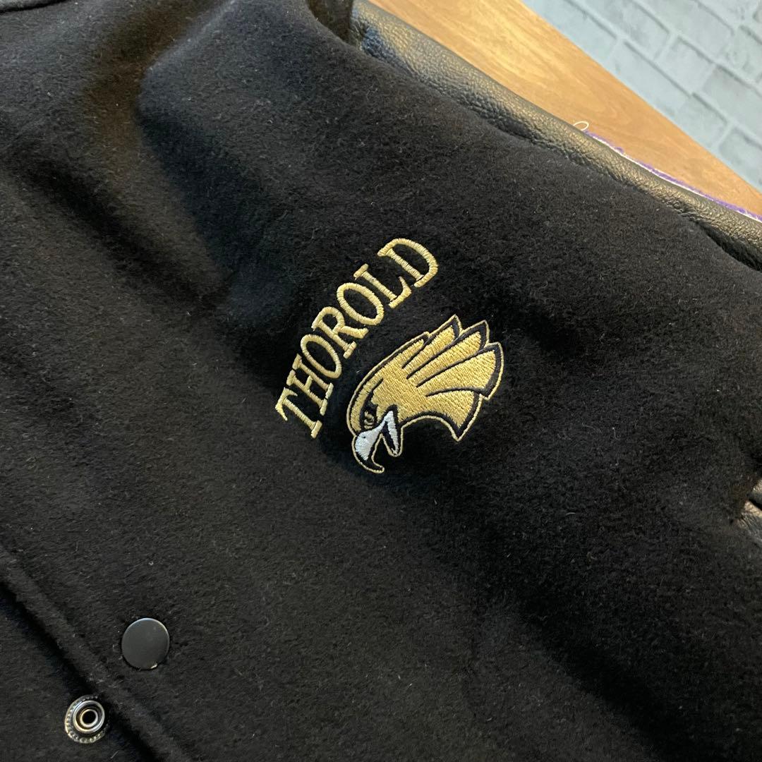 ブロック大学フットボールチームアワードジャケット　リアルレザー　ウール　L