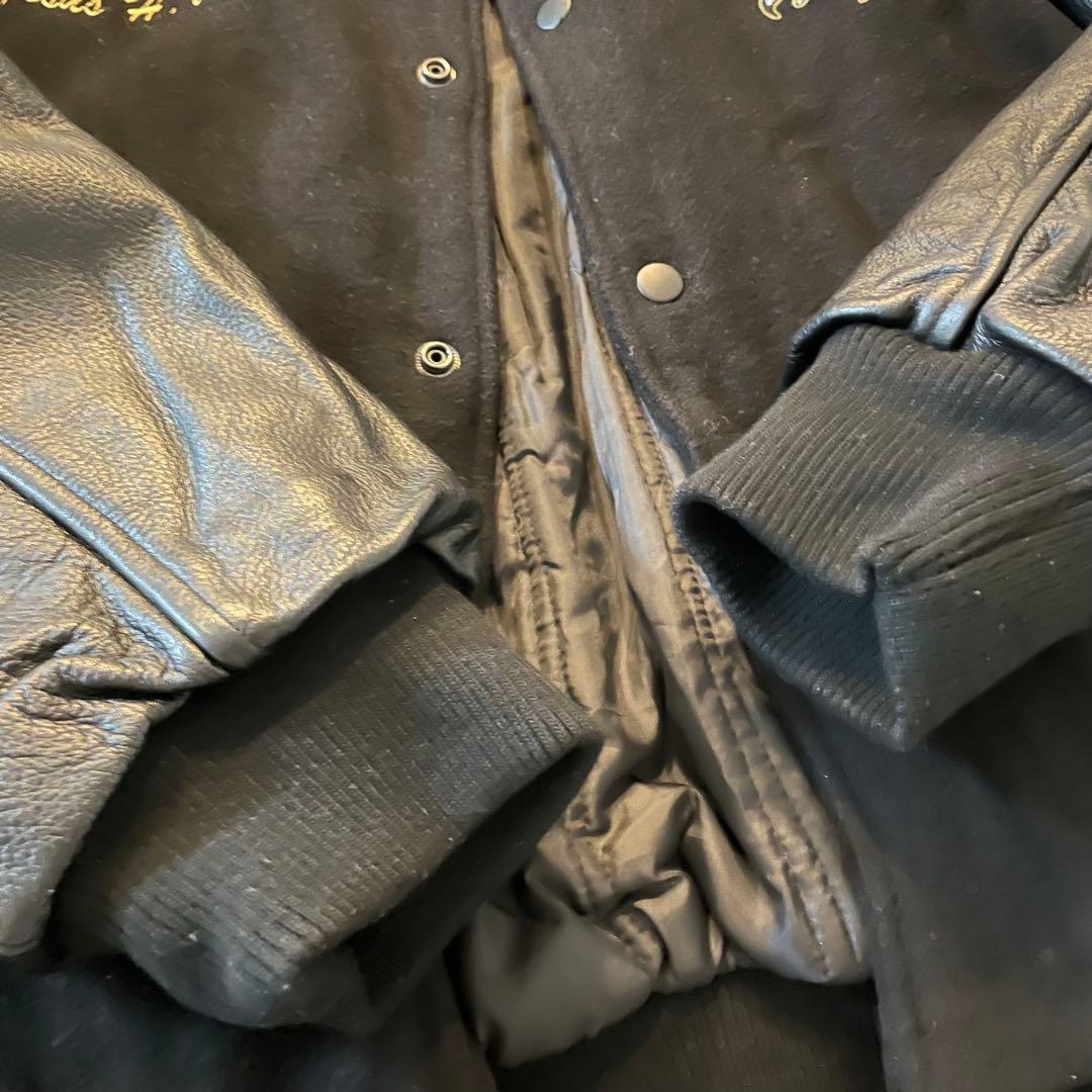 ブロック大学フットボールチームアワードジャケット　リアルレザー　ウール　L